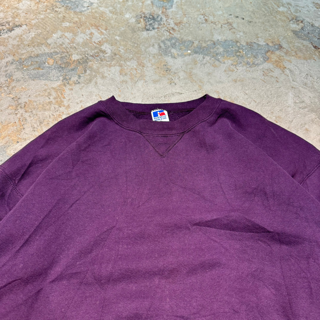 Used clothing Made in USA 80's~ RUSSELLATHLETIC/Russell Athletic/Crew neck blank sweatshirt/Plain/Size XL