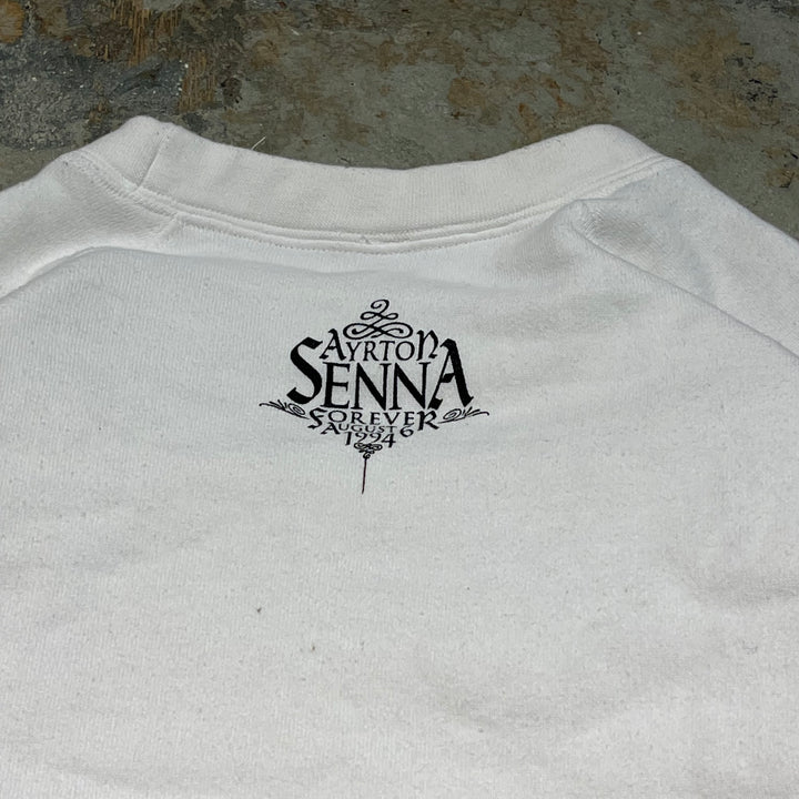 #4065 古着 Unknow/Crew neck sweat/クルーネックスウェット/AYRTON SENNA FOREVER/サイズF