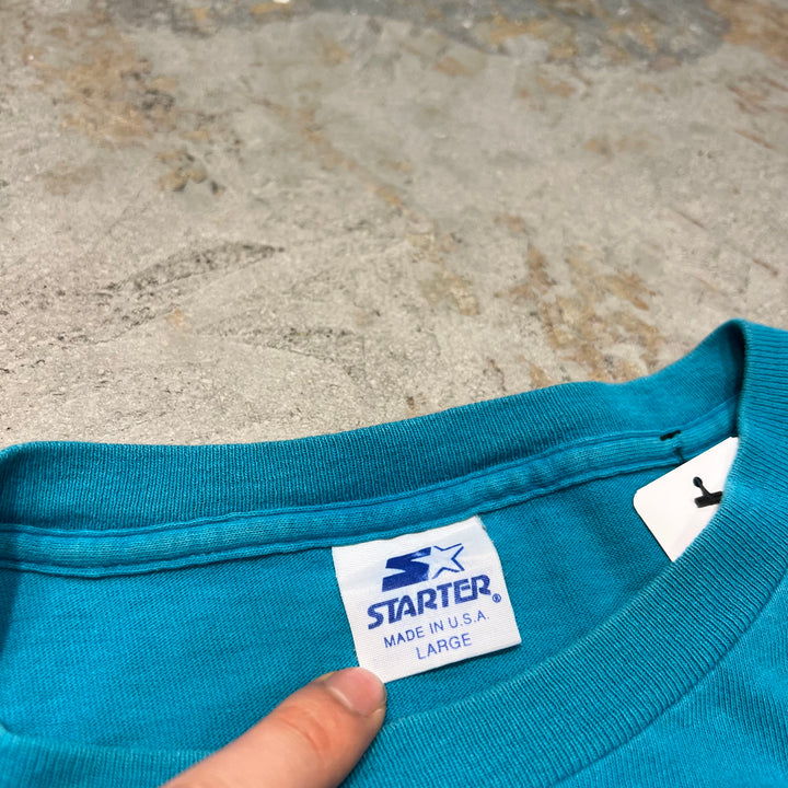 古着 USA製 90's STARTER/スターター NBA / シャーロット・ホーネット / ヴィンテージ シングルステッチ プリントTシャツ/サイズL-XL相当
