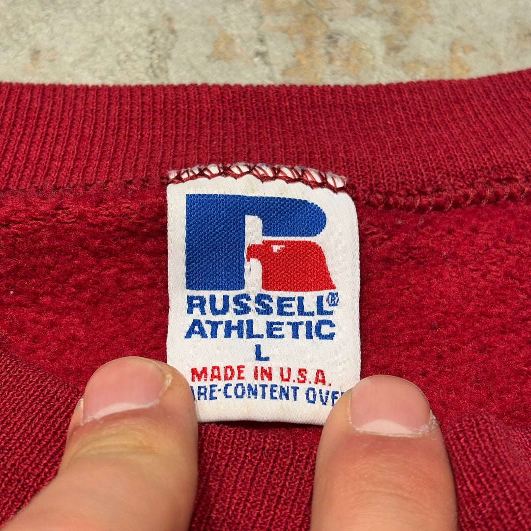 미국 80 년대에서 만든 중고 의류 ~ Russell Athletic/Russell Athletic/Alabama/Crew Neck Neck Sweatshirt/Size L