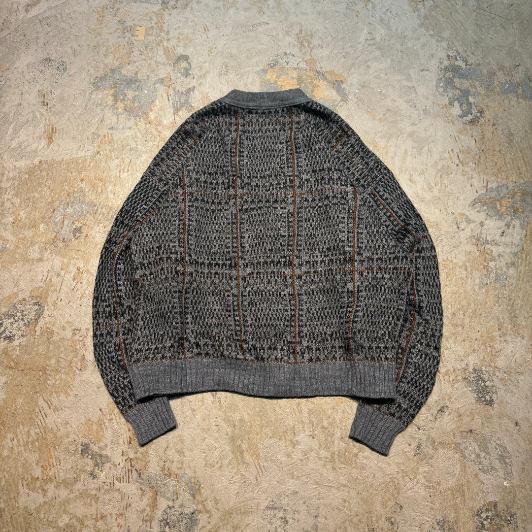 Used clothing Made in USA SWEATER HOUSE/V-neck knit cardigan/All-over pattern/Size L