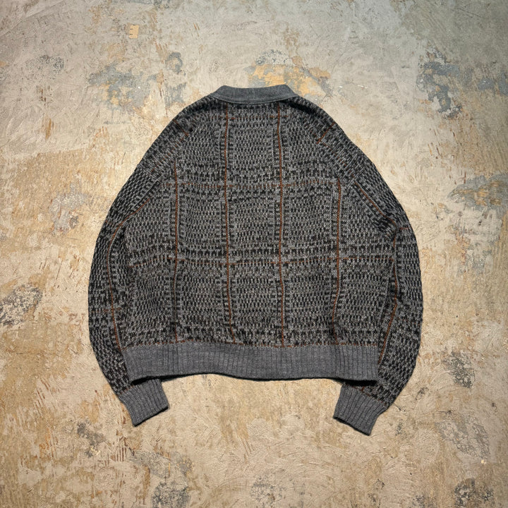 Used clothing Made in USA SWEATER HOUSE/V-neck knit cardigan/All-over pattern/Size L