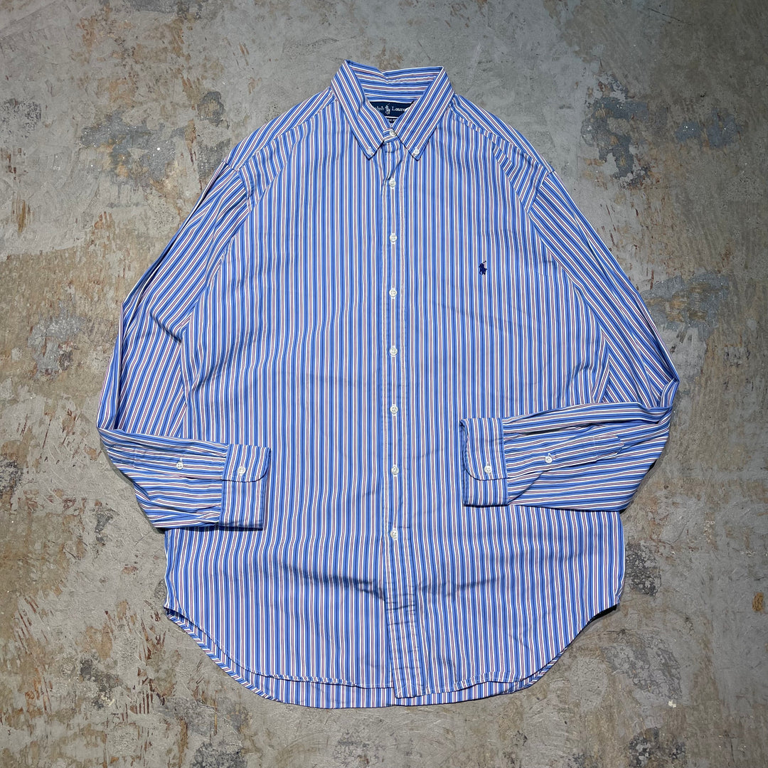 #4391 Used clothing Ralph Lauren/Long Sleeve Button Down Shirt/Stripe/CLASSIC FIT/Size XL