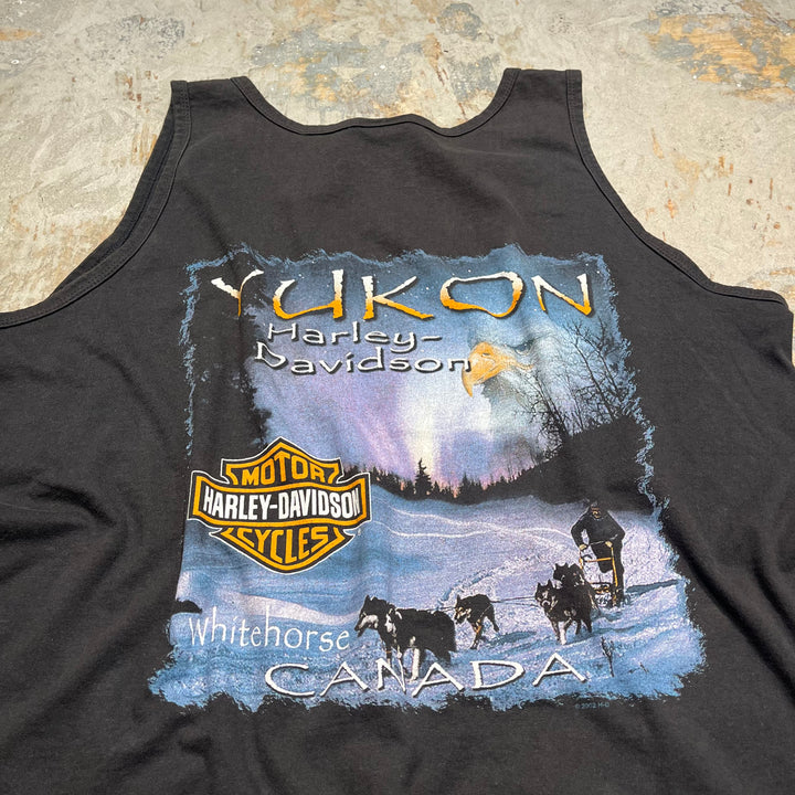 古着 USA製 Harley-Davidson/ハーレー ダビッドソン カナダ ユーコン・テリトリー プリントTシャツ サイズXL