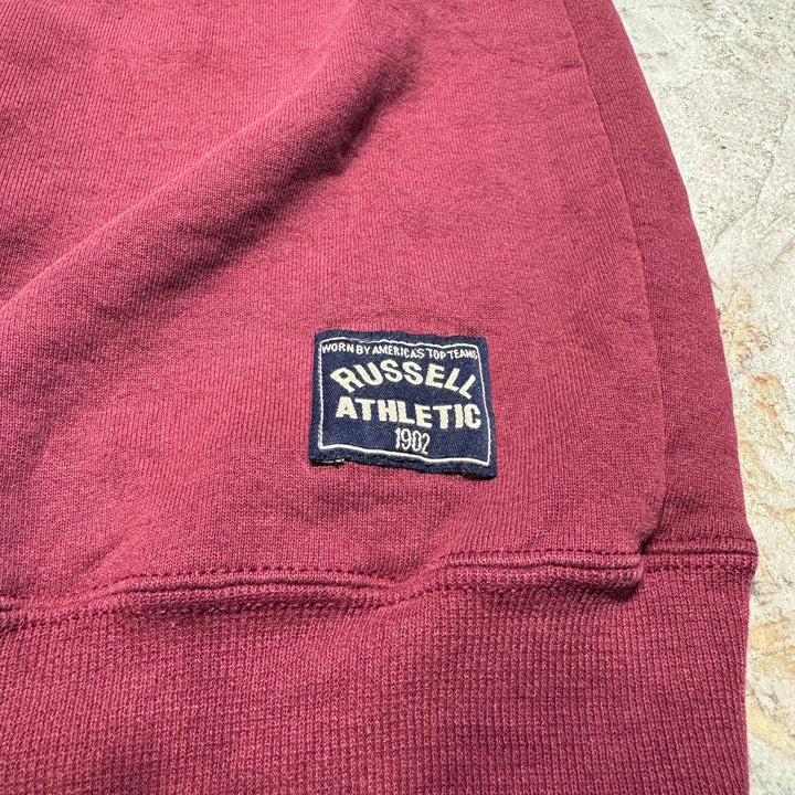 旧衣服80's~ USA制造RUSSELLATHLETIC/ RUSSELLATHLETIC/半拉链运动衫/素色/尺寸XL