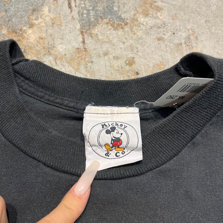 중고 의류 90 년대 미국 미키 마우스/블루 슈즈/빈티지 싱글 스티치 인쇄 티셔츠/크기 F (XL에 해당)