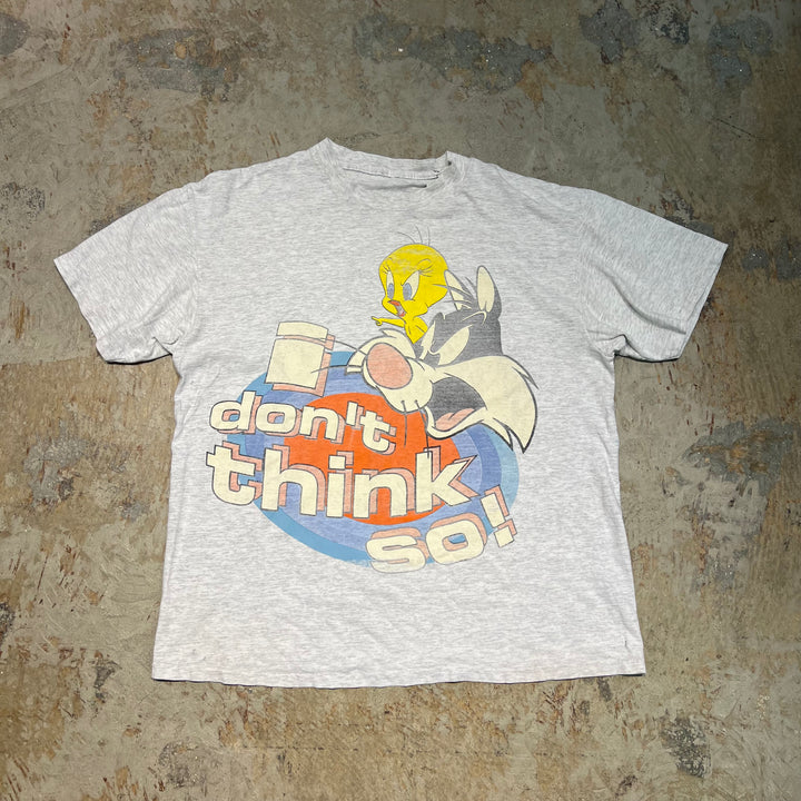 古着 97's ルーニーテューンズ/トゥイーティー/シルベスター/ヴィンテージ シングルステッチプリントTシャツ/サイズL