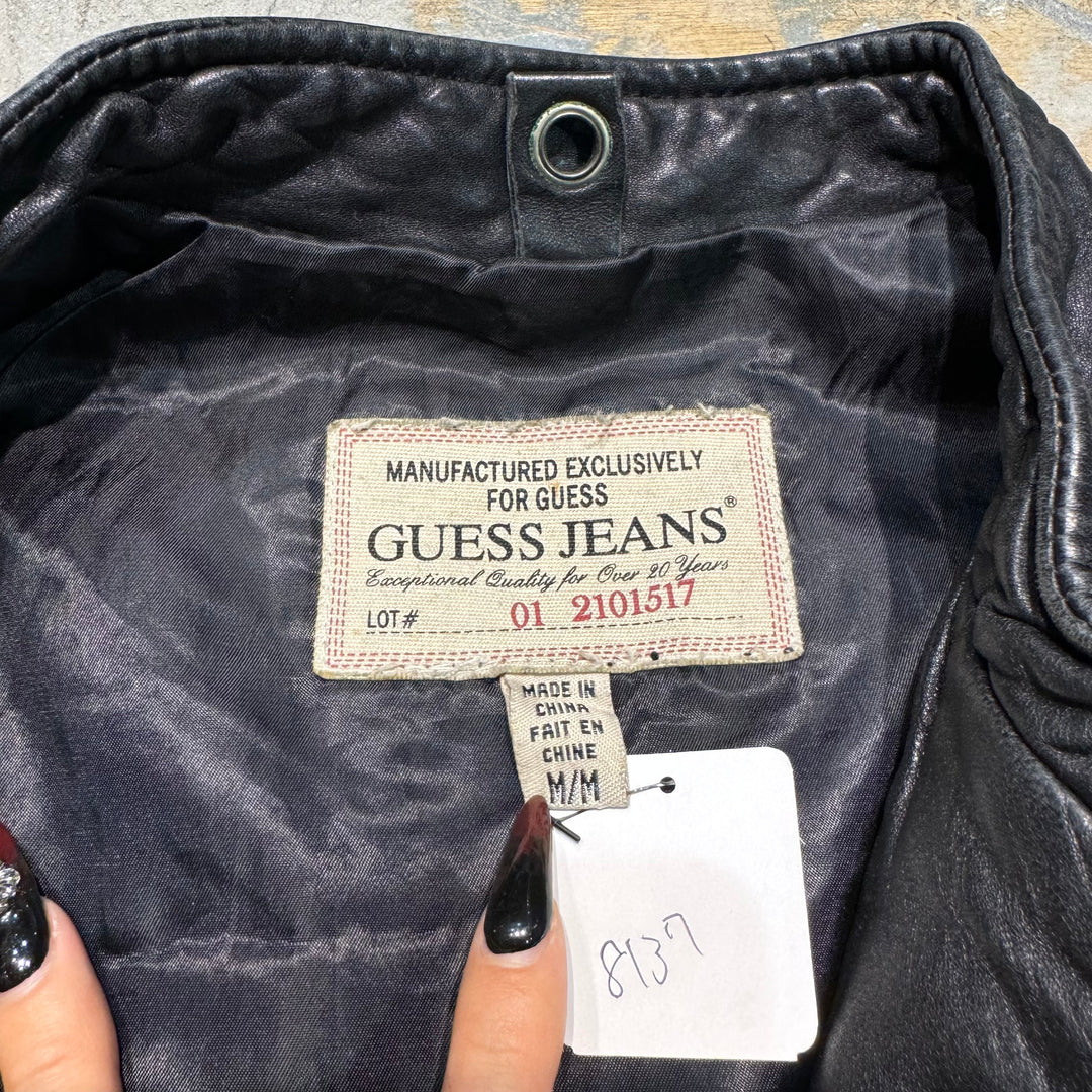 Used clothing GUESS JEANS/Guess Jeans/Genuine leather zip-up leather jacket/Lamb/Size M
