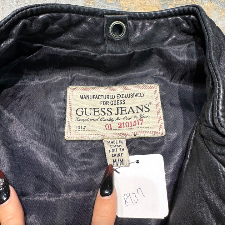 Used clothing GUESS JEANS/Guess Jeans/Genuine leather zip-up leather jacket/Lamb/Size M