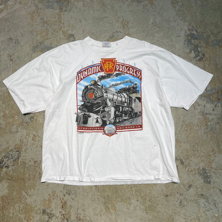중고 의류 Jerzees / Pennsylvania Railway Company / M1 증기 기관차 / 회사 인쇄 티셔츠 / 크기 XL