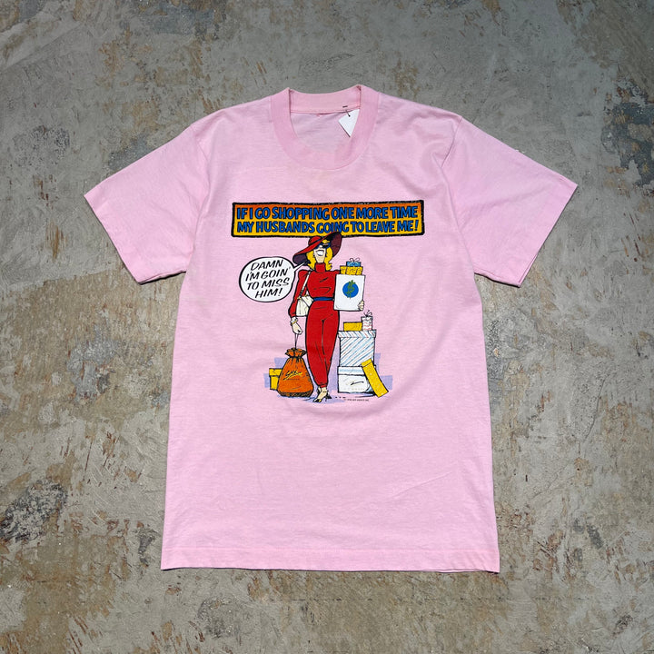 古着 90's USAVINTAGE / もう一度一緒に買い物に行ったら、夫は私から離れて行くでしょう!/ 彼が居なくなるなんて本当に勿体ない!/ ヴィンテージ シングルステッチ プリントTシャツ / サイズM相当