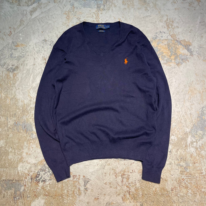 #3715 古着 POLO by Ralph Lauren/ラルフローレン / PIMA Cotton knit V Neck Sweatrer Shirts/ピマコットLンニットVネックセーター/サイズS