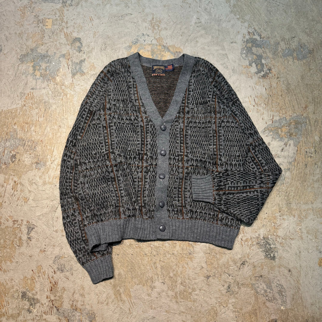 Used clothing Made in USA SWEATER HOUSE/V-neck knit cardigan/All-over pattern/Size L