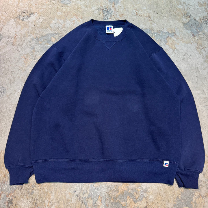 古着 USA製 90's~ RUSSELLATHLETIC/ ラッセル アスレチック/ クルーネックブランクスウェット/ 無地/ Vガゼット/ サイズL