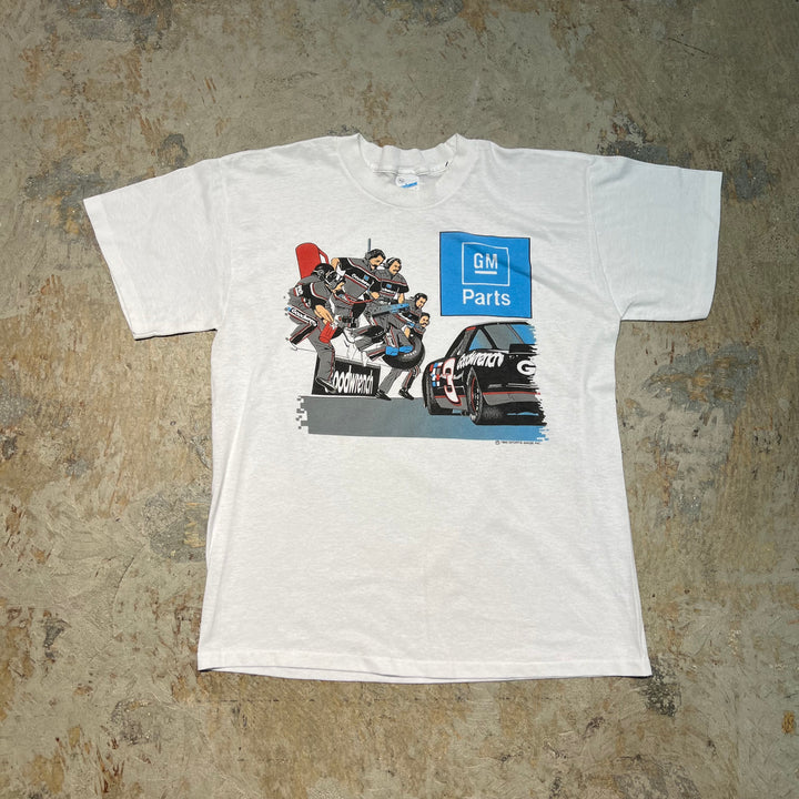 古着 USA製 89's RARE Dale Earnhardt GM Parts Flying Aces Pit Crew / レーシング / ヴィンテージ シングルステッチ プリントTシャツ/サイズL