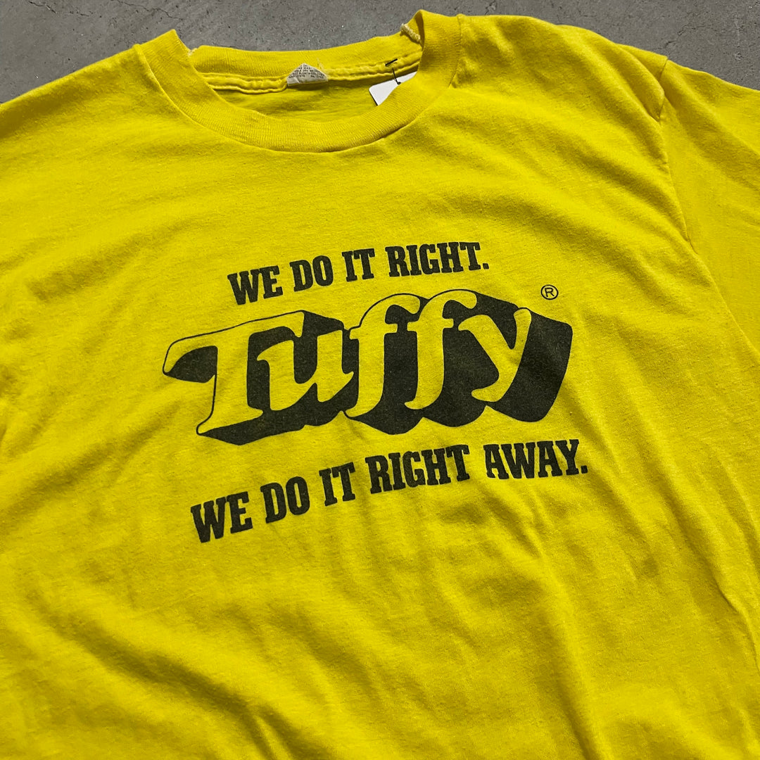 미국 80 년대 스크린 스타/Tuffy/빈티지 싱글 스티치 프린트 티셔츠/크기 L에서 만든 빈티지 의류