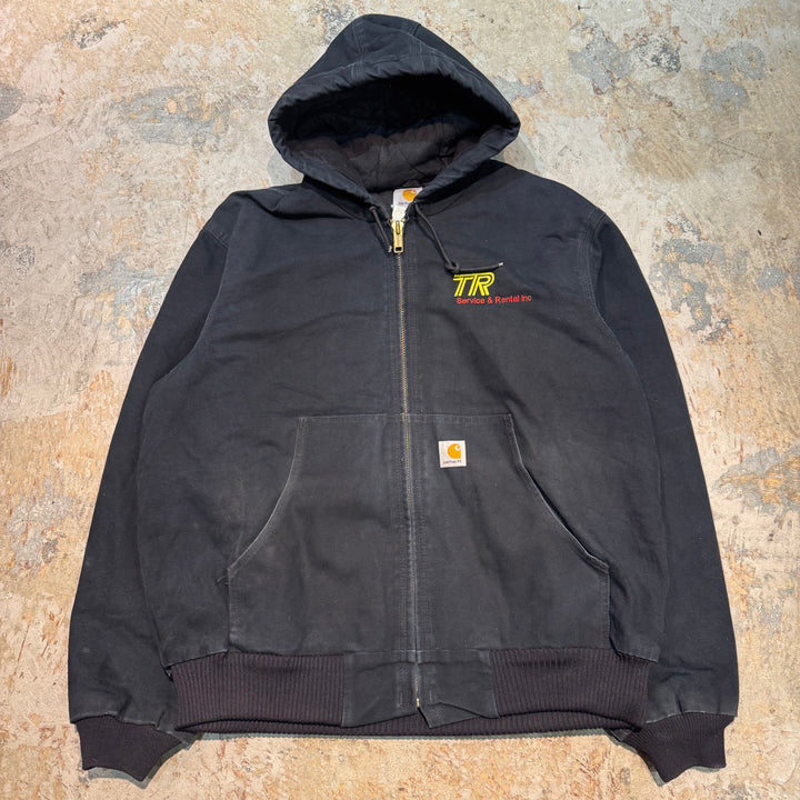 古着 USA製Carhartt/ カーハート/ アクティブジャケット/ ダック地/ 裏地キルティング/企業ロゴ/ サイズL