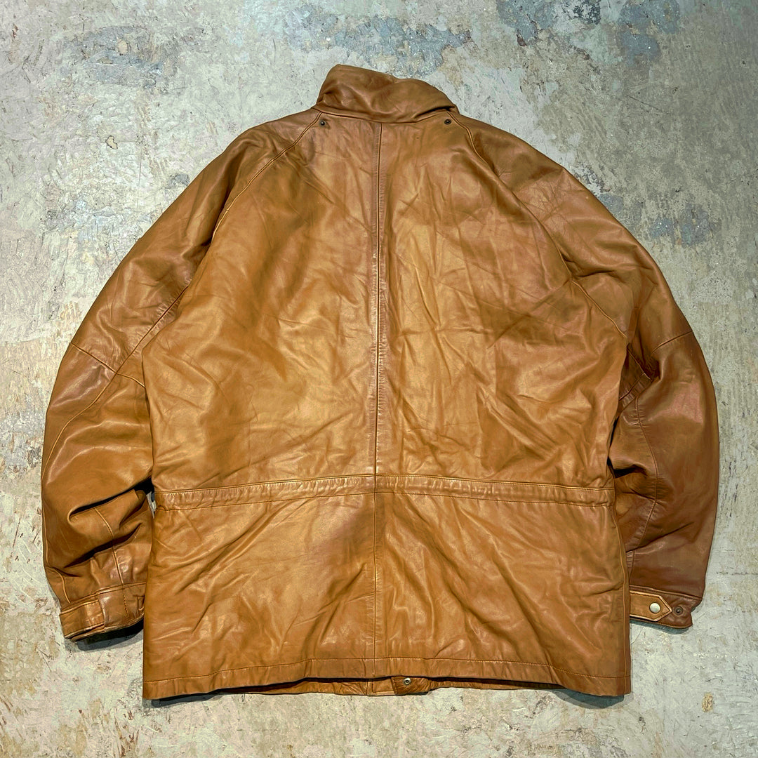 Used clothing 90's~ POLO by Ralph Lauren/ Polo Ralph Lauren/ Genuine leather down coat/ Lining check/ Size L