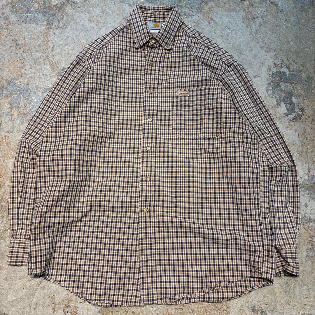 Used clothing carhartt/Carhartt/Button-down long sleeve shirt/Checked pattern/Size L equivalent