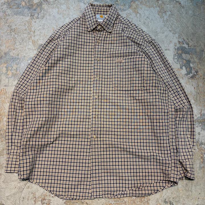 Used clothing carhartt/Carhartt/Button-down long sleeve shirt/Checked pattern/Size L equivalent