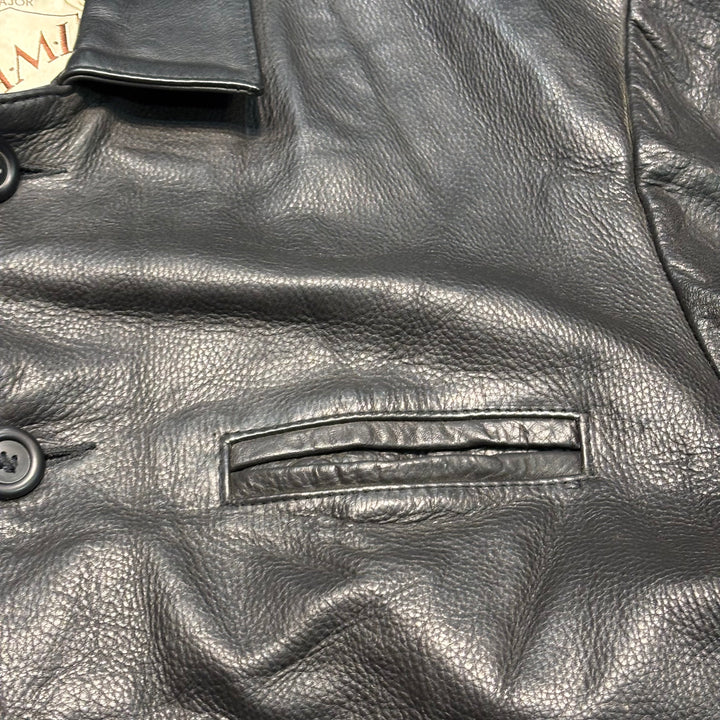 古着 USAVINTAGE/ 本革レザーハーフコート/ 牛革/ 裏地チェック/ サイズXL