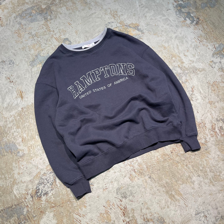 #4124 古着 Unknow/Crew Neck Print Sweat/クルーネックプリントスウェット/HAMPTONS UNITED STATES OF AMERICA/サイズS