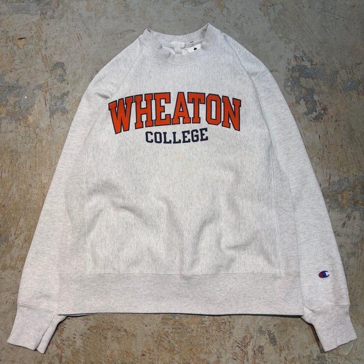 빈티지 00의 챔피언/챔피언/챔피언/리버스 직조/승무원 넥 스웨트 셔츠/휘튼 대학교/단일 컬러 태그/크기 m