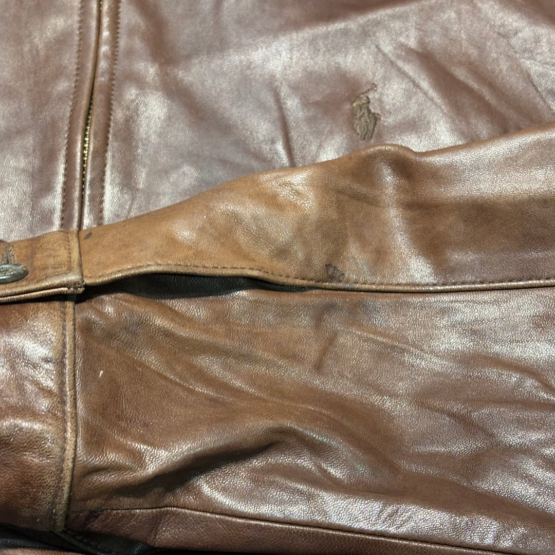 Used clothing 90's~ POLO by Ralph Lauren/ Polo Ralph Lauren/ Lamb leather swing top jacket/ Equivalent to size XXL