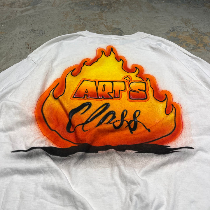 중고 의류 90의 미국은 지옥 / 빈티지 단일 스티치 인쇄 티셔츠 / 크기 XXL에 먼 쪽 / 만화 스트립 / 에어로빅을 만들었습니다.