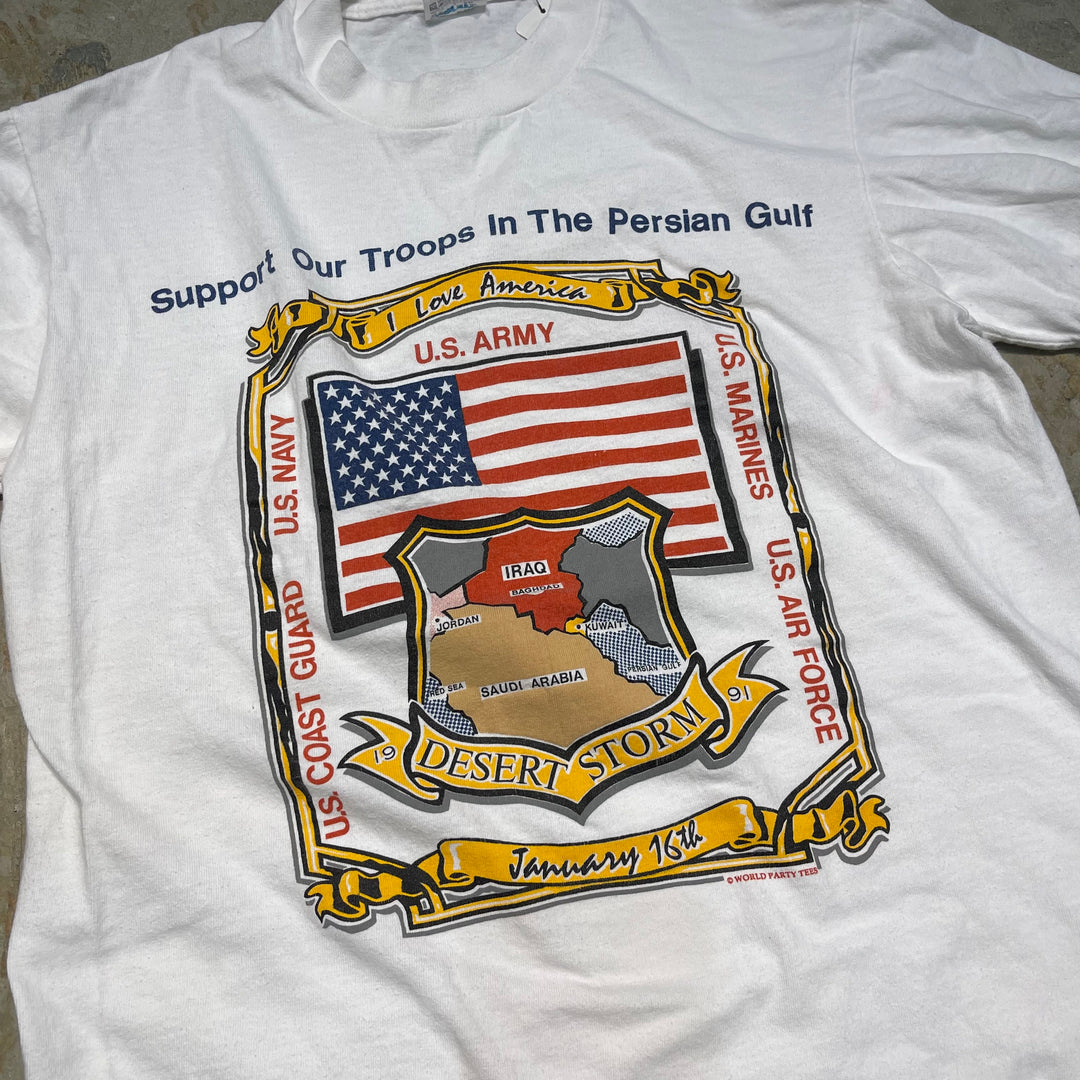 Used clothing 90's USA made stedman/Stedman American military message T-shirt/size M