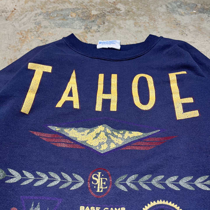 #4072 古着 90's Hanes/ヘインズ/Heavy Weight/Crew neck Sweat/クルーネックスウェット/TAHOE SLE/企業系/MADE IN USA/サイズL