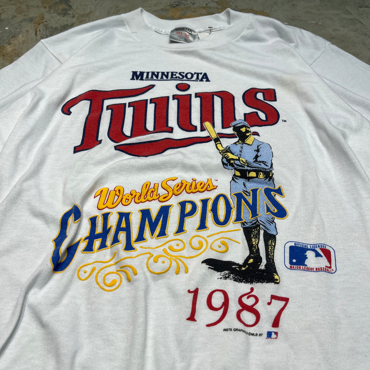 古着 80's オニータ/ミネソタ・ツインズ/MLB/ワールドシリーズ チャンピオンズ/ヴィンテージ シングルステッチ プリントTシャツ / サイズL