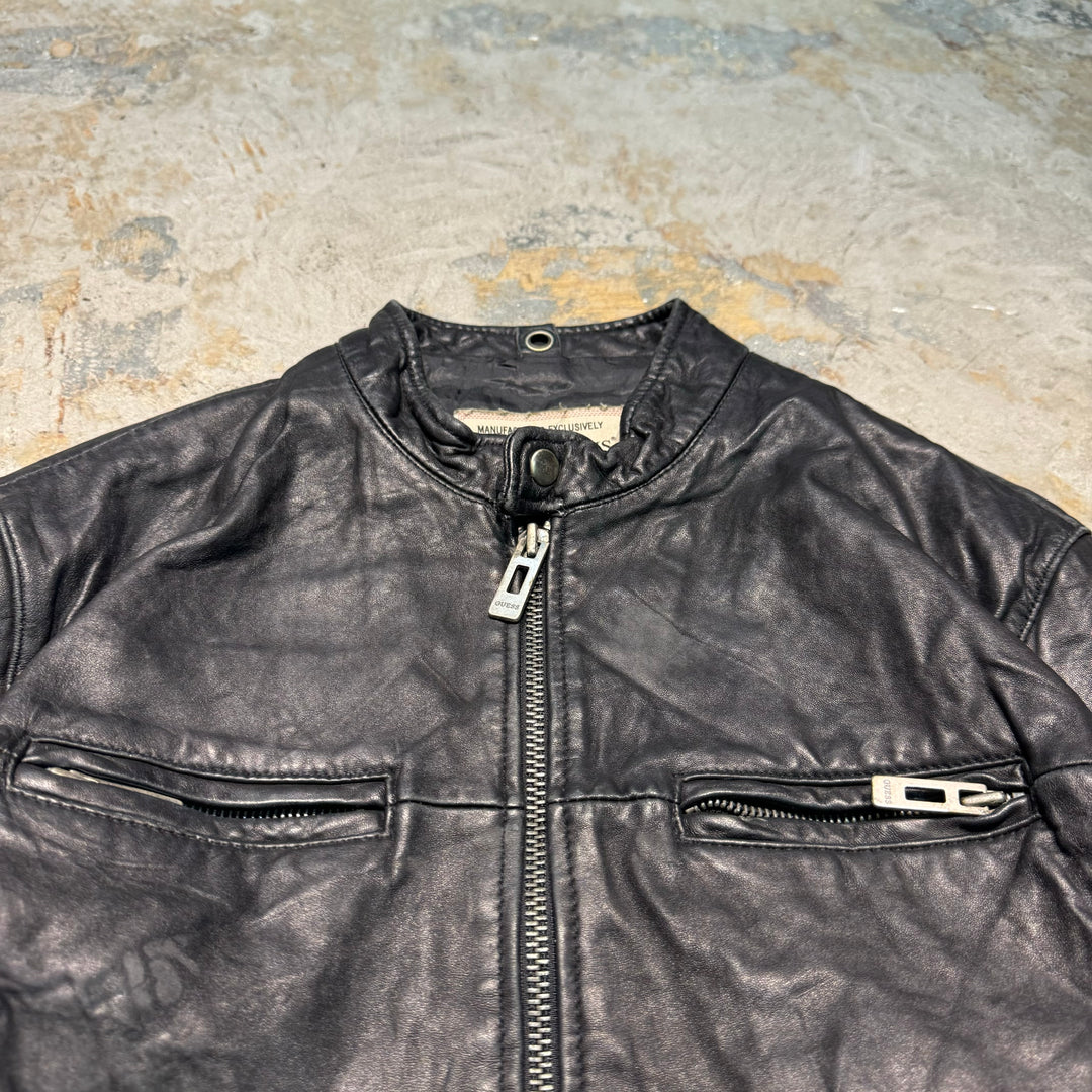 Used clothing GUESS JEANS/Guess Jeans/Genuine leather zip-up leather jacket/Lamb/Size M
