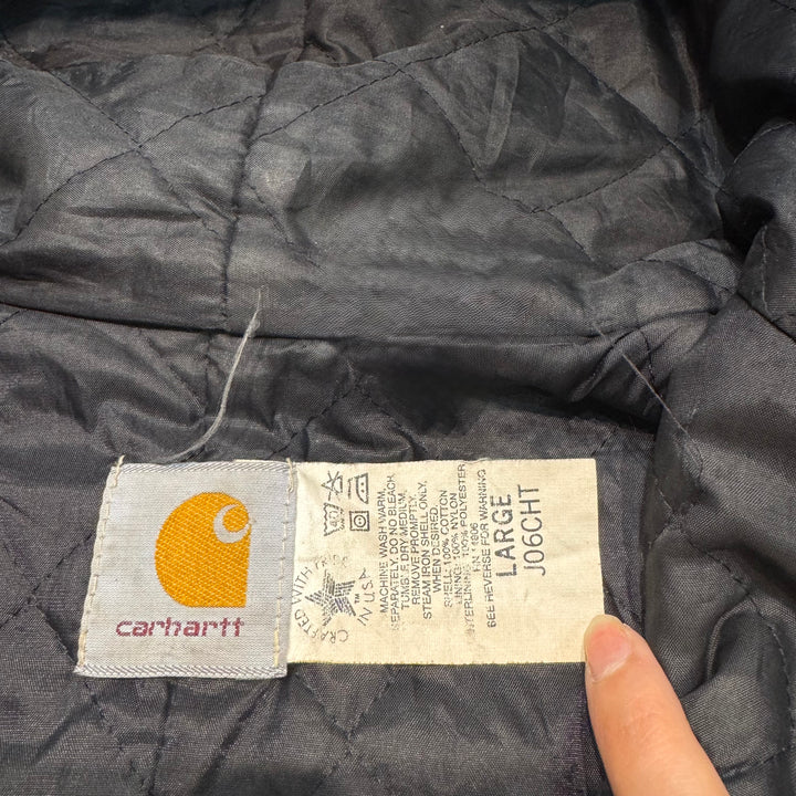 古着 USA製 98's Carhartt/ カーハート/ アクティブジャケット/ ダック地/ 裏地キルティング/ 企業ロゴ/ サイズL