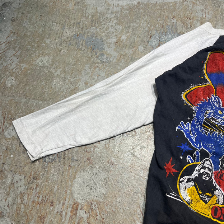 빈티지 80 년대 에어로 스미스/에어로 스미스/빈티지 단일 스티칭/7/4 길이 Raglan 티셔츠/크기 M-L에 해당합니다.