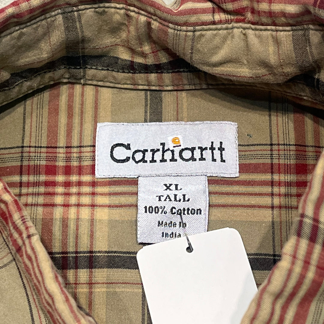 #4364 Used clothing Carhartt/Long Sleeve Button Down Shirt/Check/Size XL
