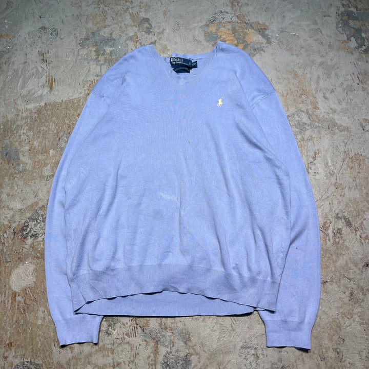 #3698古着/ラルフローレン/POLObyRalphLauren/コットンニット/Cottonknit/Vネック/サイズXXL