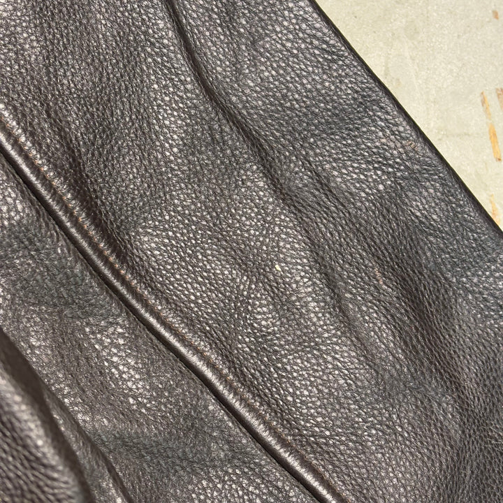 빈티지 Eddie Bauer/ Genuine Leather Zip-Up Leather Jacket/ Cowhide/ Size XL