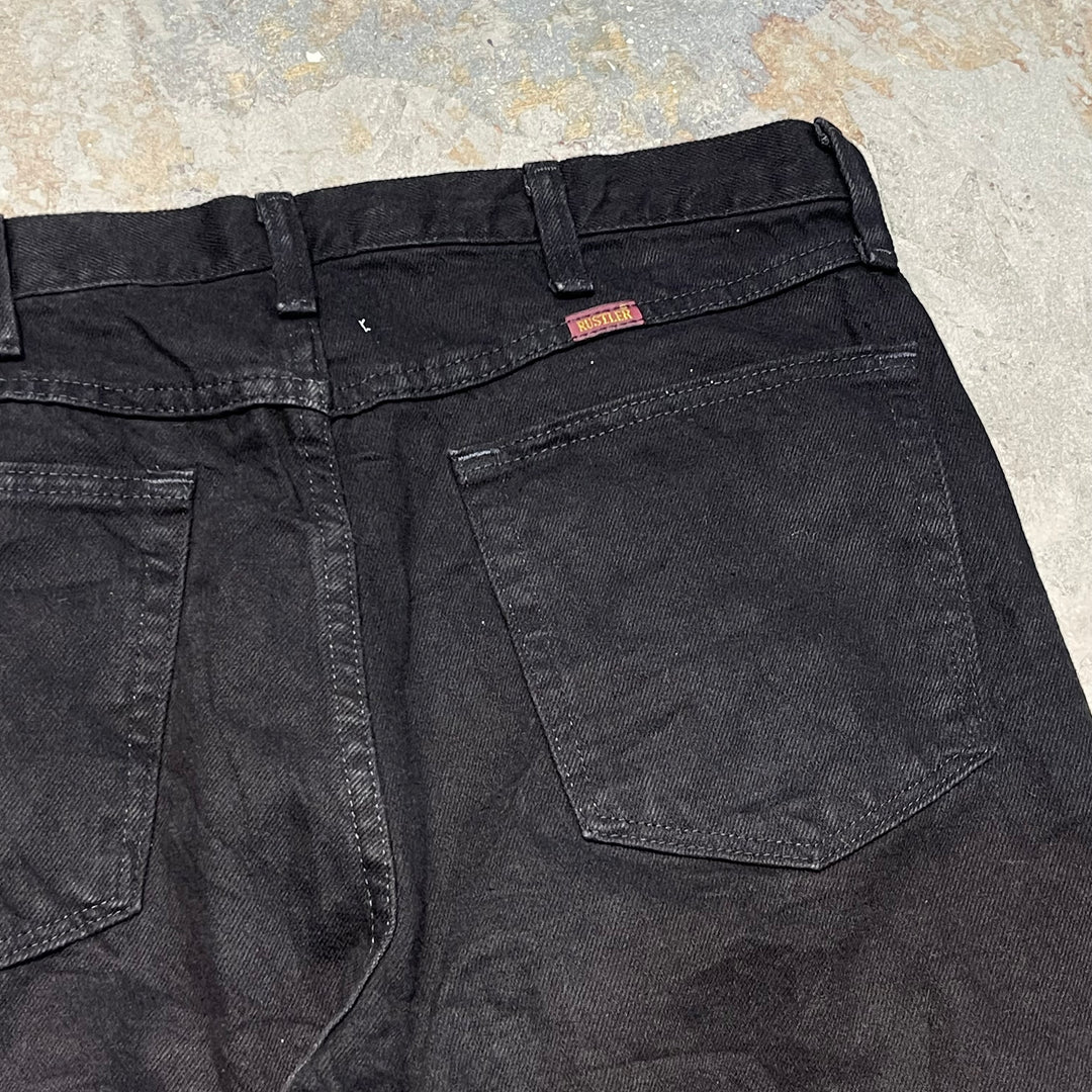 #4765 Used clothes RUSTLER/Black Denim Pants/Black Denim Pants/Size 34 x 30