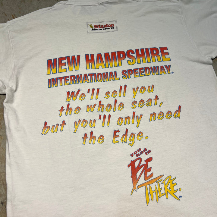 古着 USA製 95's フルーツオブザルーム / ニューハンプシャー・モータースピードウェイ / 1995年 NASCAR ウィンストンカップ / カーレース / ヴィンテージ シングルステッチ プリントTシャツ/サイズL