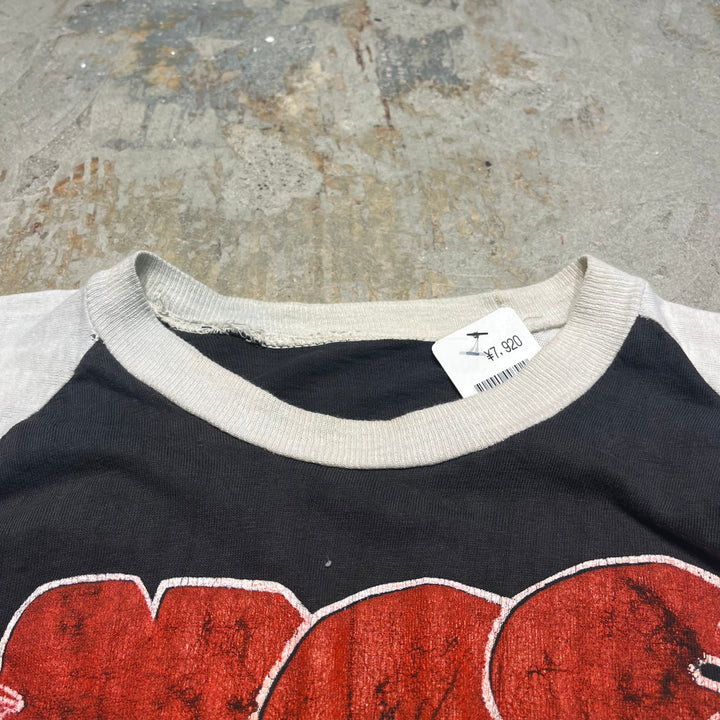 빈티지 80 년대 에어로 스미스/에어로 스미스/빈티지 단일 스티칭/7/4 길이 Raglan 티셔츠/크기 M-L에 해당합니다.