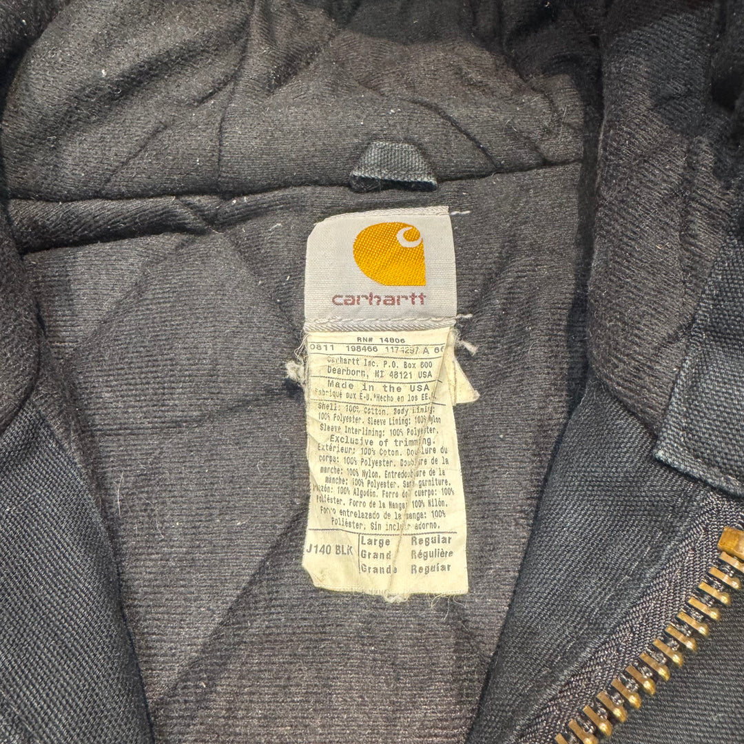 古着 USA製Carhartt/ カーハート/ アクティブジャケット/ ダック地/ 裏地キルティング/企業ロゴ/ サイズL