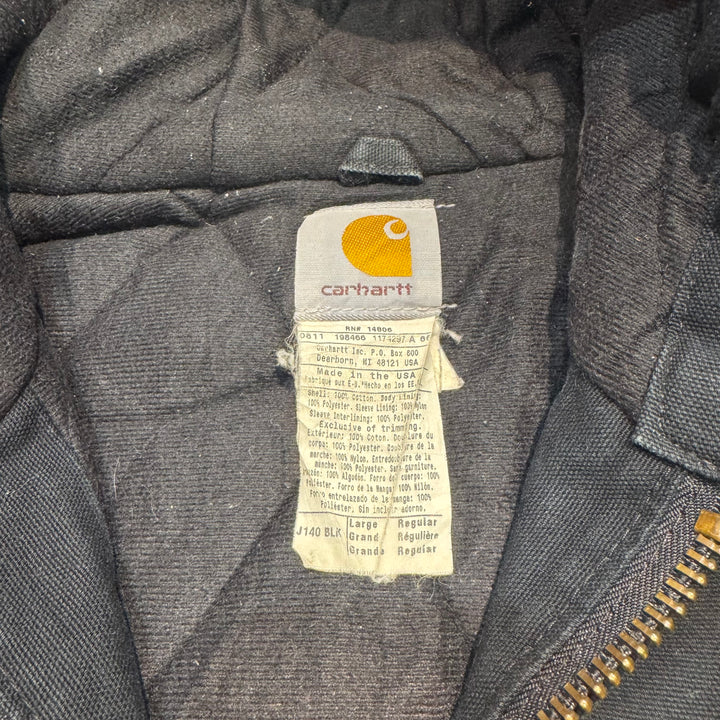 古着 USA製Carhartt/ カーハート/ アクティブジャケット/ ダック地/ 裏地キルティング/企業ロゴ/ サイズL