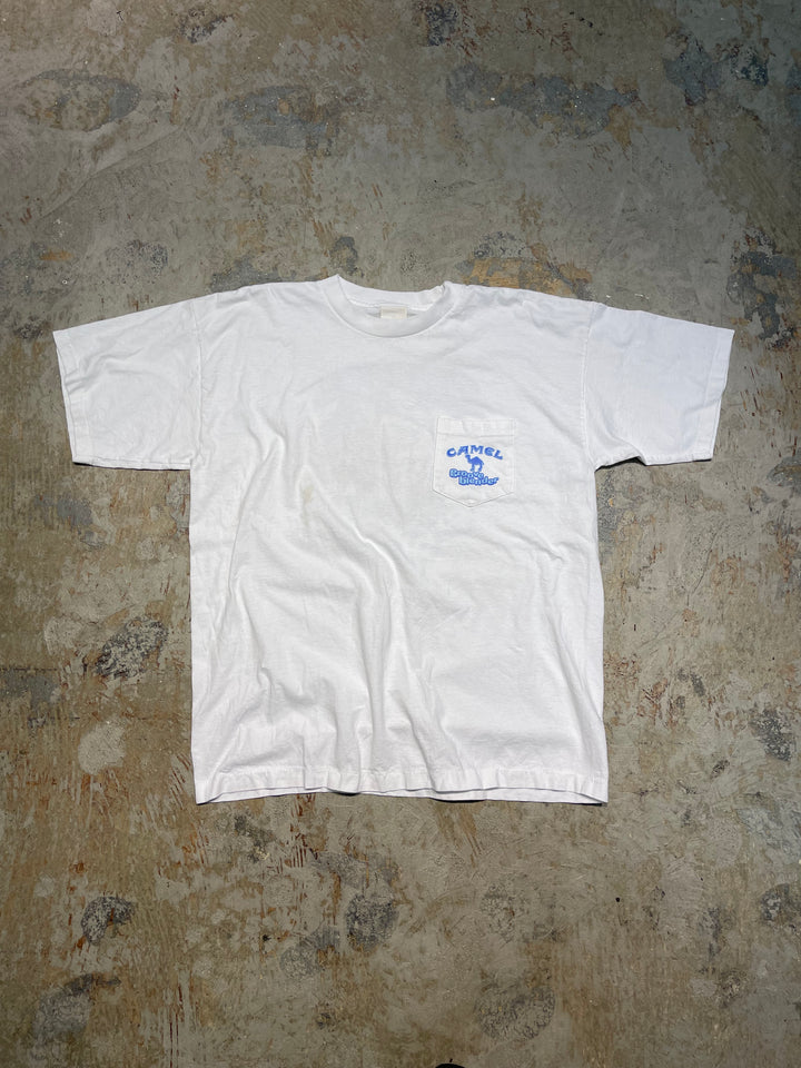 #MA160 古着 USA製 96's CAMEL/キャメル / 企業系 / camel big vegas groove blender / ヴィンテージ シングルステッチ プリントTシャツ/サイズXL