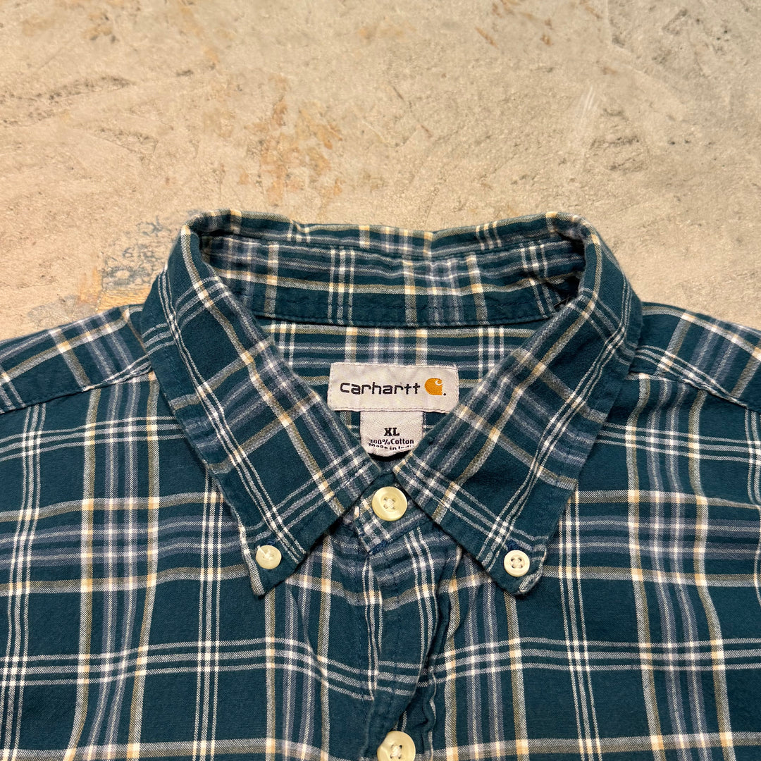 중고 의류 CARHARTT/CARHARTT/버튼 다운 짧은 슬리브 셔츠/점검 패턴/크기 XL