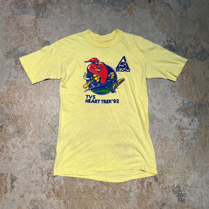 古着 USA製 TV5 ハートトラック82/5所属/ヴィンテージ シングルステッチ プリントTシャツ/サイズM