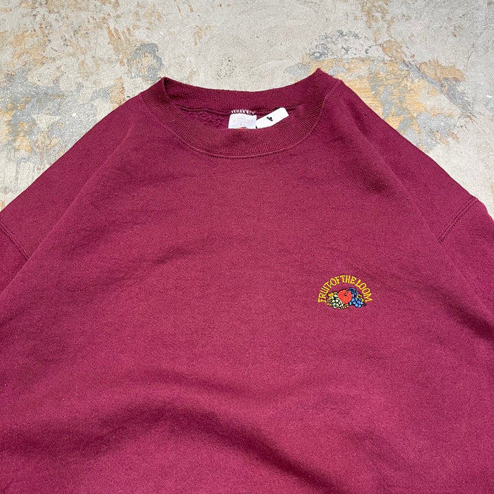 #4109 古着 90's FRUIT OF THE LOOM/フルーツオブザルーム/Crew Neck Sweat Shirt/クルーネック刺繍ロゴスウェット/MADE IN USA/サイズL