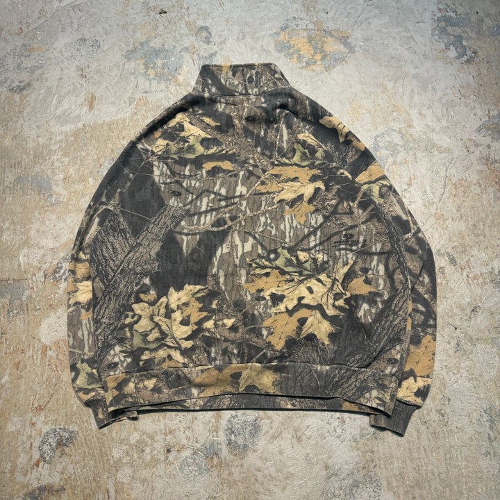 빈티지 저지/유니폼/실제 트리 패턴/하프 지퍼 스웨트 셔츠/크기 2xl