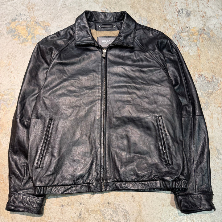 古着 WILSONS LEATHER/ ウィルソンズレザー/ 本革ジップアップレザージャケット/ 牛革/  サイズL
