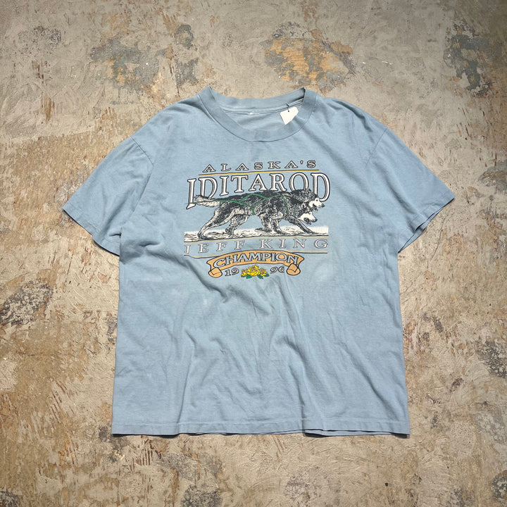 古着 96's アラスカのイディタロッド・トレイル犬ぞりレース/ヴィンテージ シングルステッチプリントTシャツ/サイズL相当